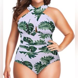 NWT Women’s Plus Size Crossfront One Piece Swim Suit